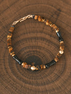Urban Stoic Series | Silent Authority | Tiger Eye, Obsidian & Brass Bracelet