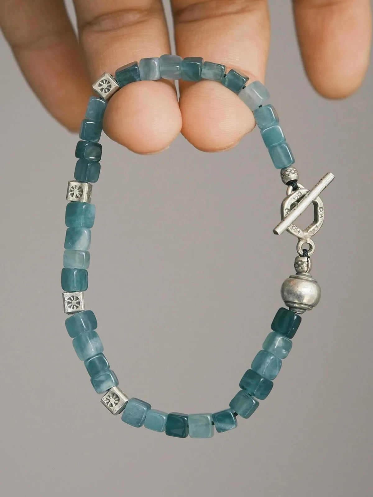 Mineral Soul Series | Ocean Bone | Guatemalan Blue Jade & Sterling Silver Bracelet