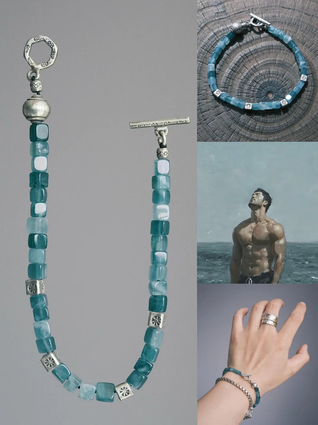 Mineral Soul Series | Ocean Bone | Guatemalan Blue Jade & Sterling Silver Bracelet