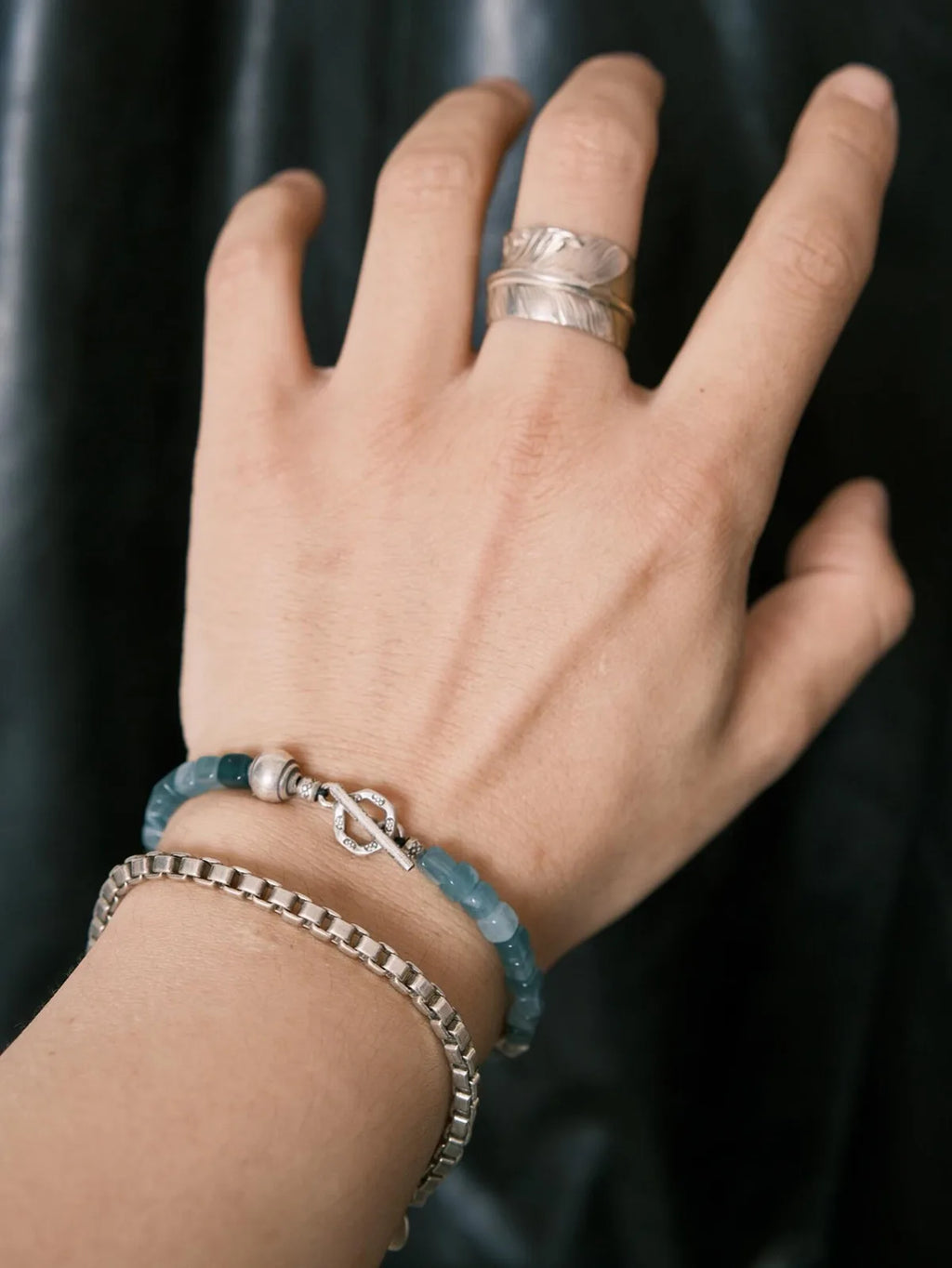 Mineral Soul Series | Ocean Bone | Guatemalan Blue Jade & Sterling Silver Bracelet