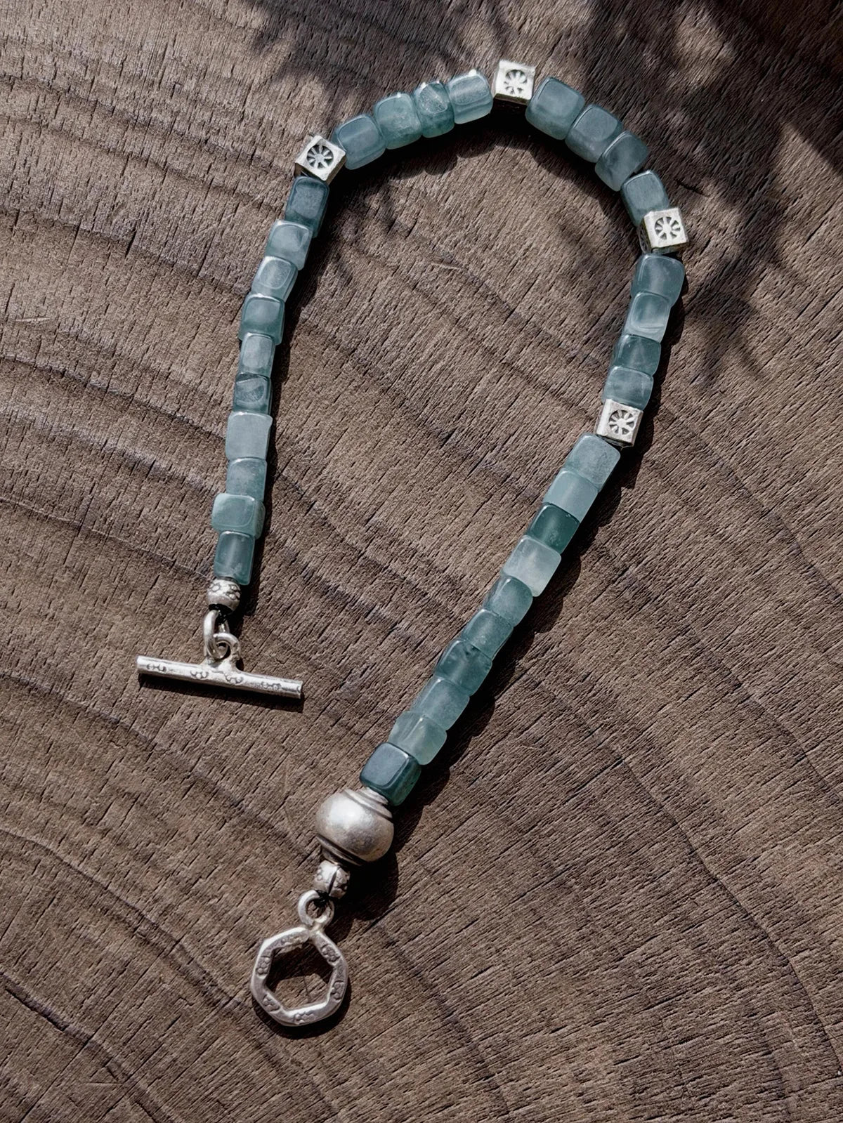 Mineral Soul Series | Ocean Bone | Guatemalan Blue Jade & Sterling Silver Bracelet
