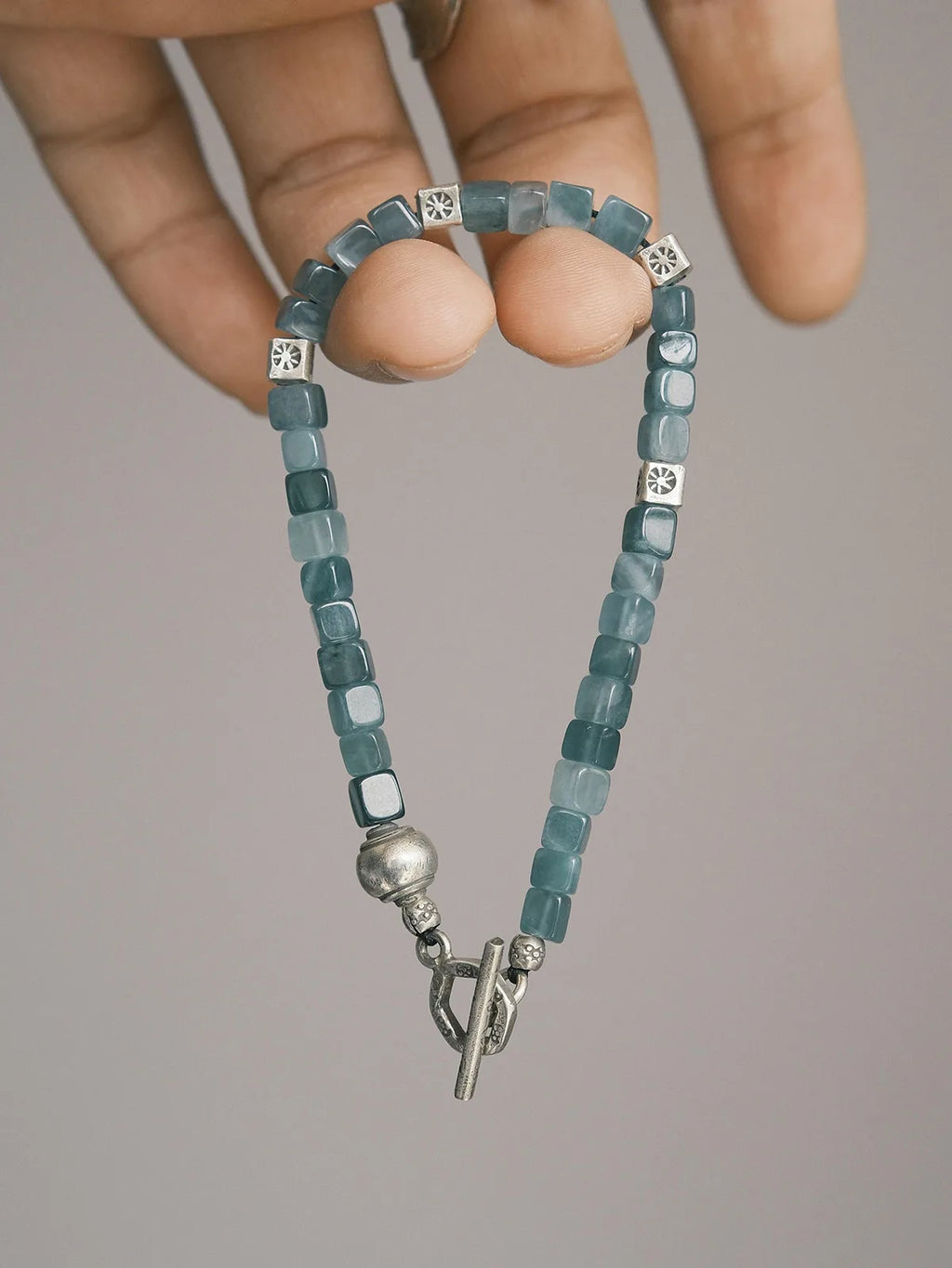Mineral Soul Series | Ocean Bone | Guatemalan Blue Jade & Sterling Silver Bracelet