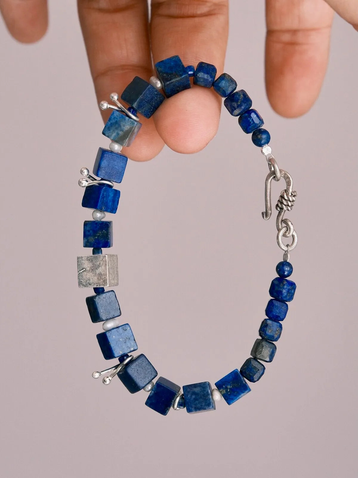 Identity Series | Blue Friend | Lapis Lazuli, Deep Sea Pearl & Sterling Silver Bracelet Main image