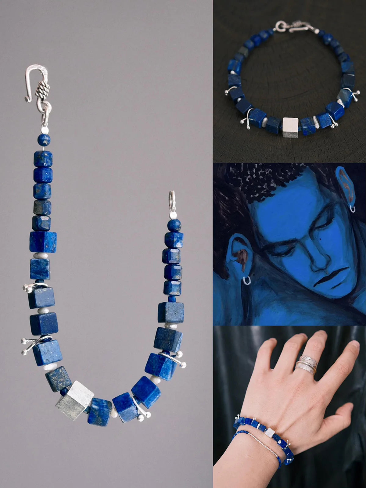 Identity Series | Blue Friend | Lapis Lazuli, Deep Sea Pearl & Sterling Silver Bracelet Secondary image