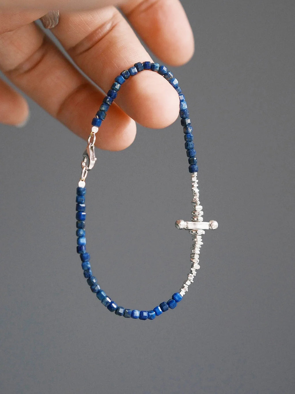Identity Series | Blue Boy | Lapis Lazuli & Sterling Silver Cross Bracelet