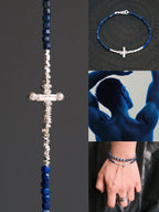 Identity Series | Blue Boy | Lapis Lazuli & Sterling Silver Cross Bracelet