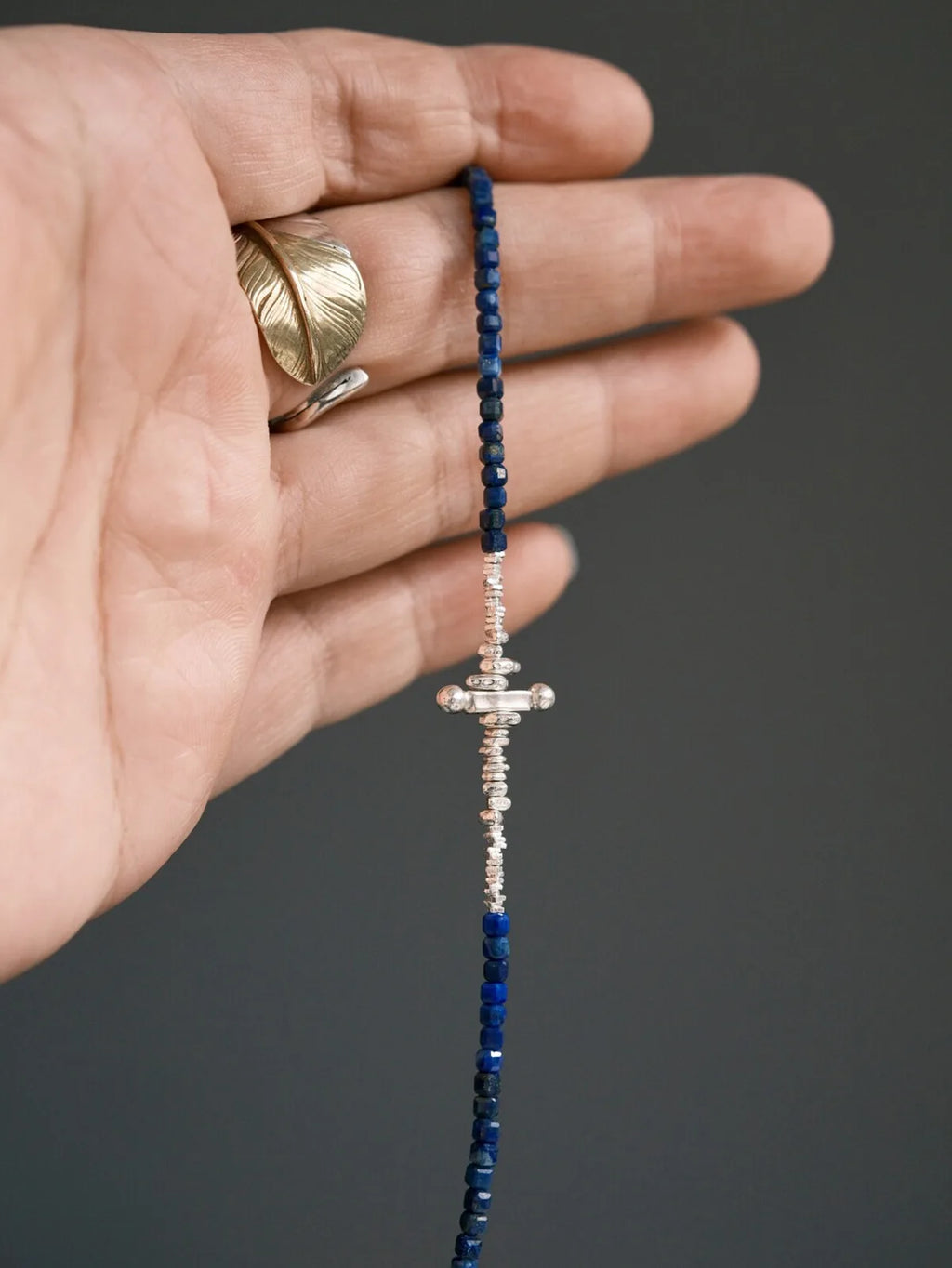 Identity Series | Blue Boy | Lapis Lazuli & Sterling Silver Cross Bracelet