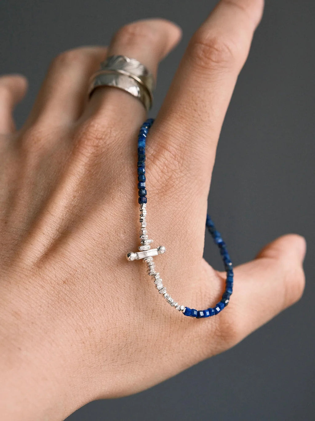 Identity Series | Blue Boy | Lapis Lazuli & Sterling Silver Cross Bracelet