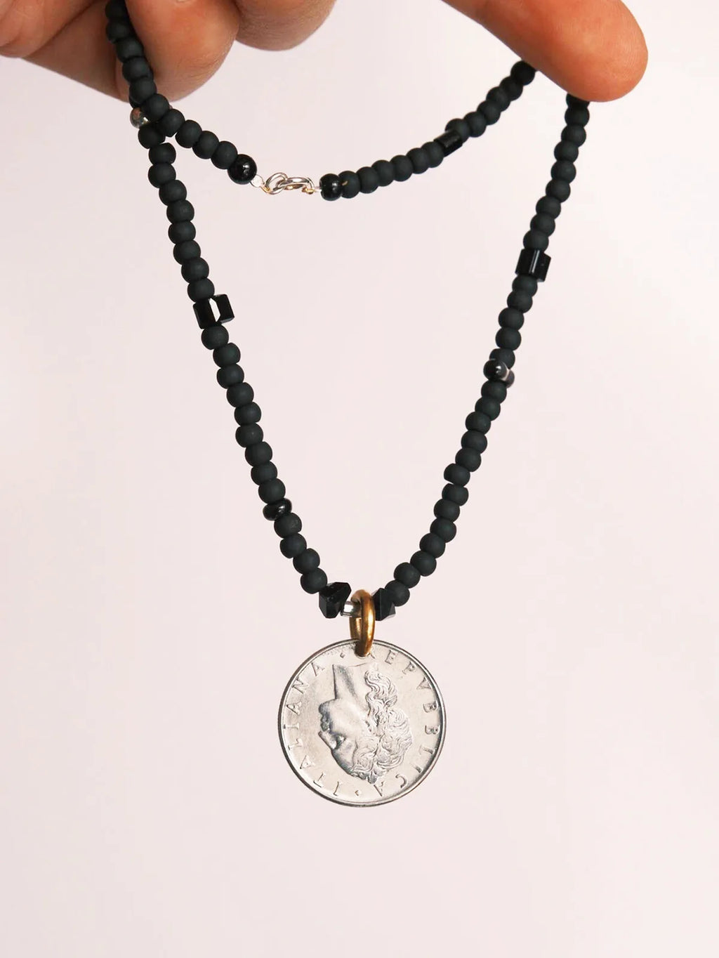 Urban Stoic Series | Iron Titan | Italian Vintage Coin & Matte Miyuki Necklace