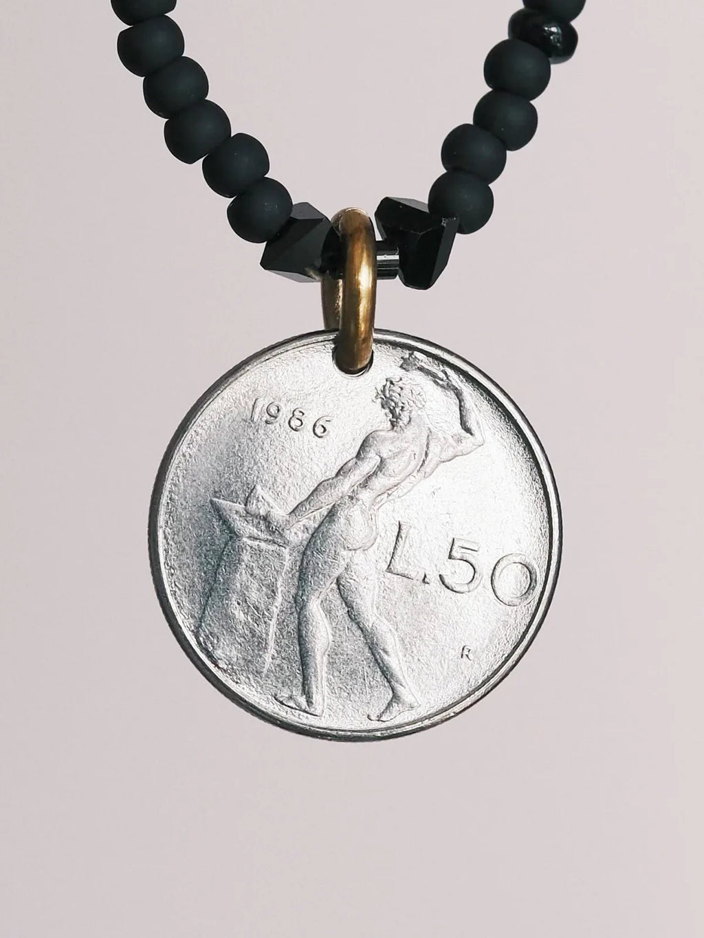 Urban Stoic Series | Iron Titan | Italian Vintage Coin & Matte Miyuki Necklace