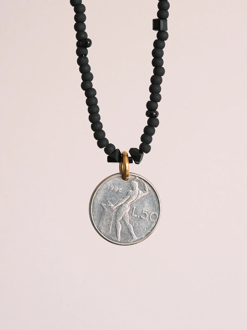 Urban Stoic Series | Iron Titan | Italian Vintage Coin & Matte Miyuki Necklace