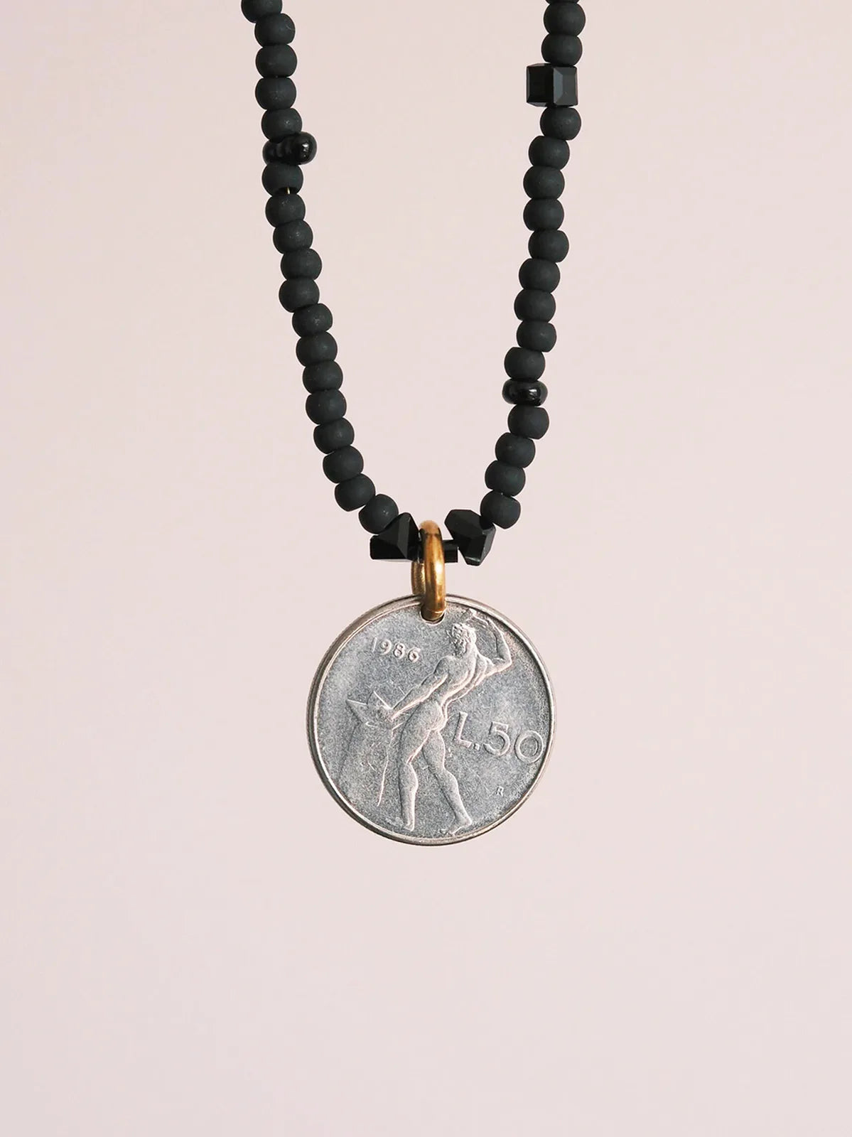 Urban Stoic Series | Iron Titan | Italian Vintage Coin & Matte Miyuki Necklace