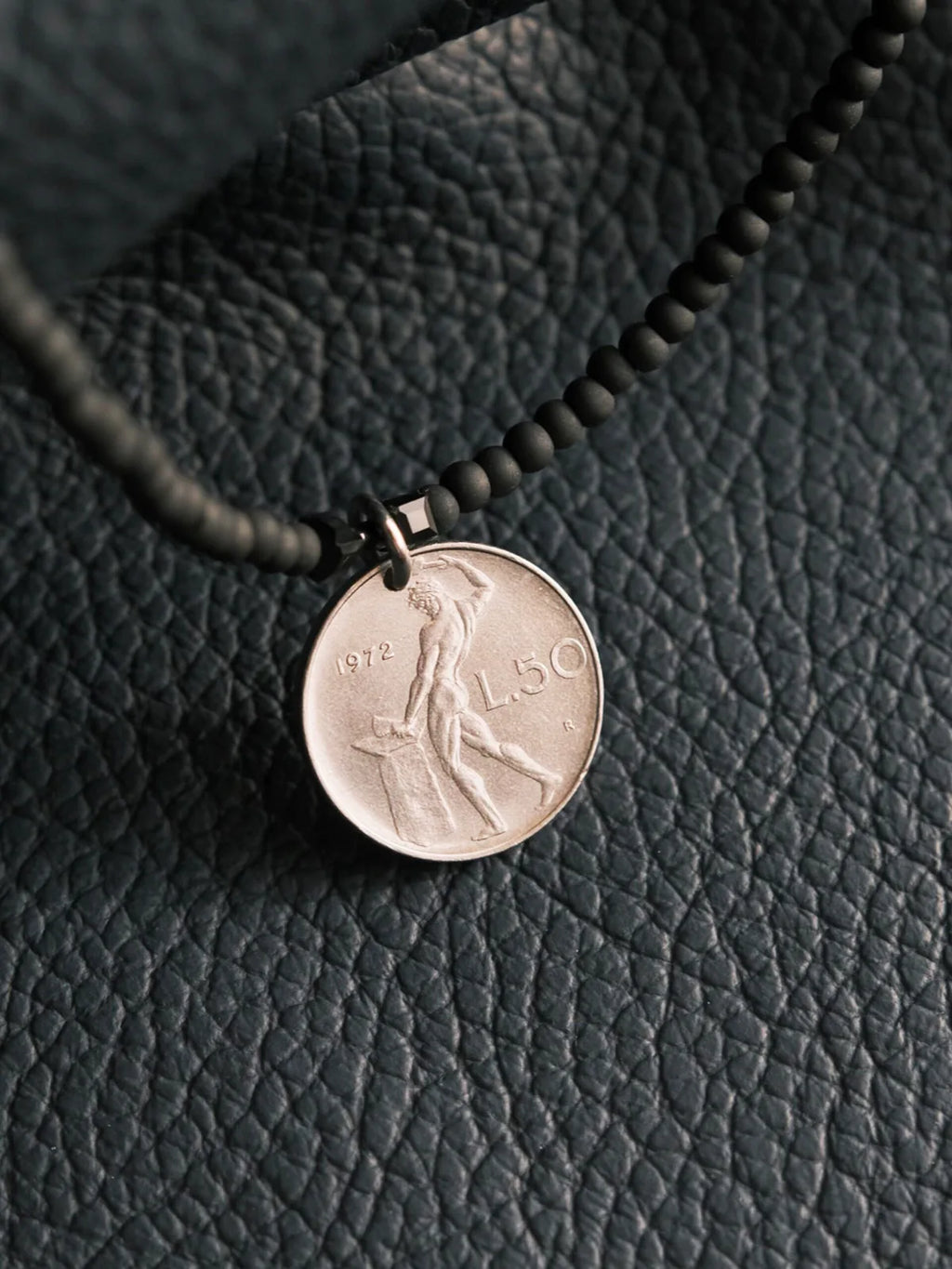 Urban Stoic Series | Iron Titan | Italian Vintage Coin & Matte Miyuki Necklace