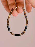 Urban Stoic Series | Silent Authority | Black Onyx, Tiger Eye & Gold Accent Bracelet