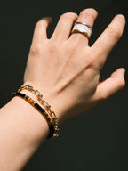 Urban Stoic Series | Silent Authority | Black Onyx, Tiger Eye & Gold Accent Bracelet