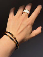 Urban Stoic Series | Silent Authority | Black Onyx, Tiger Eye & Gold Accent Bracelet
