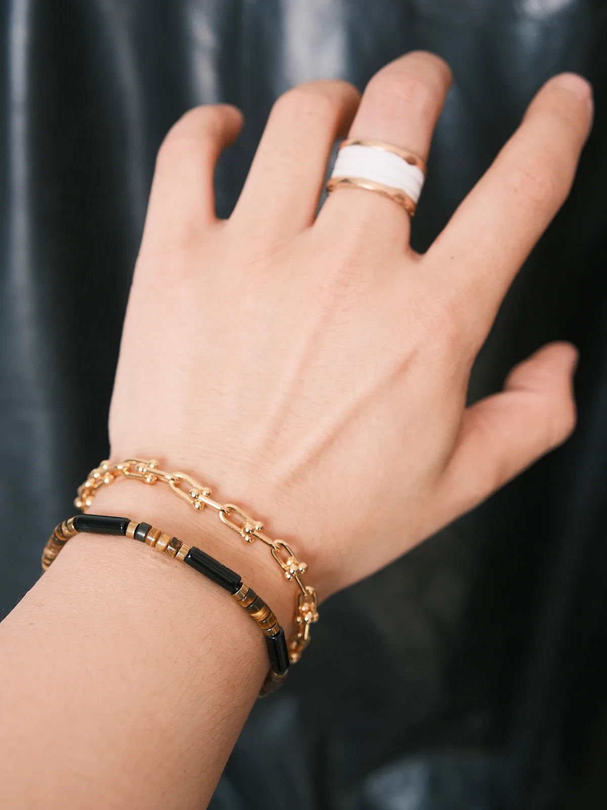 Urban Stoic Series | Silent Authority | Black Onyx, Tiger Eye & Gold Accent Bracelet