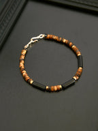 Urban Stoic Series | Silent Authority | Black Onyx, Tiger Eye & Gold Accent Bracelet