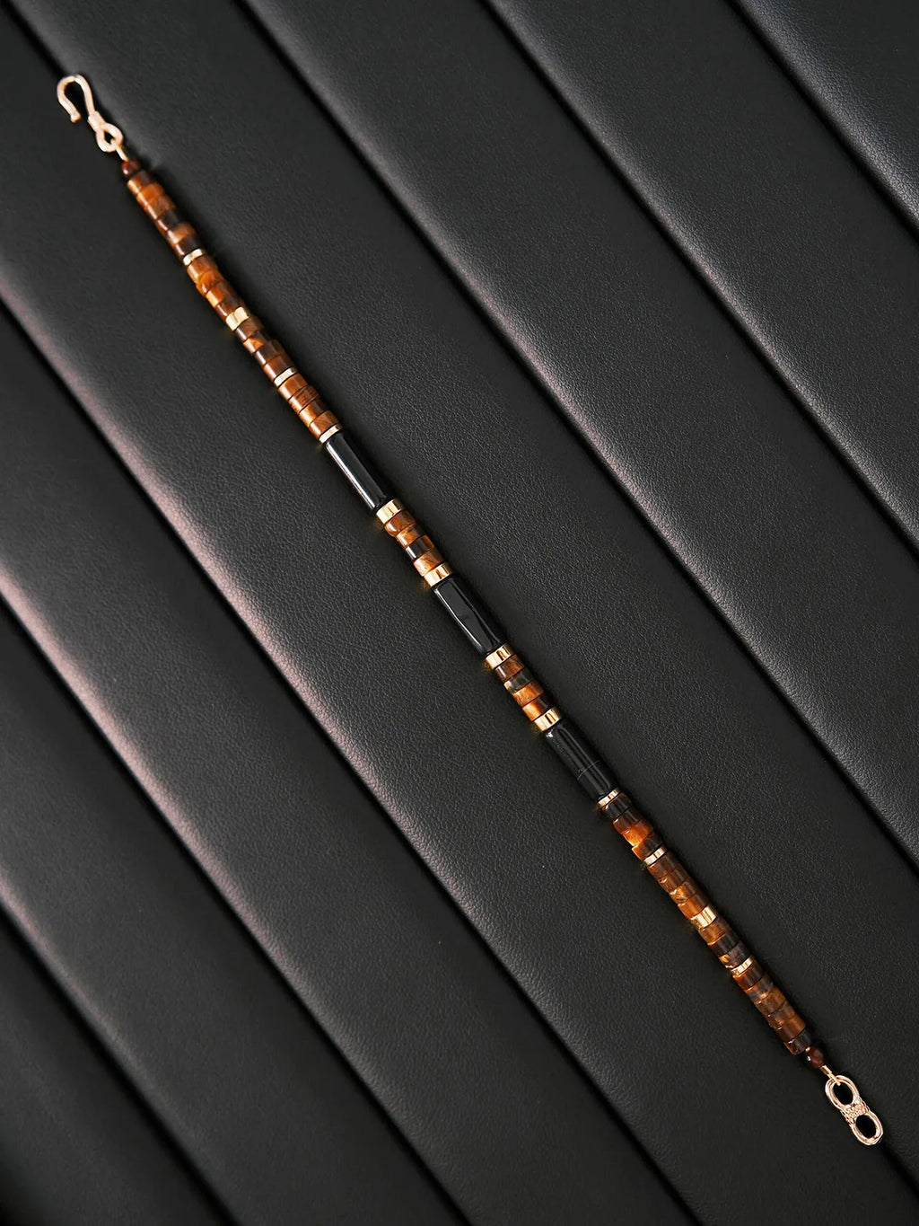 Urban Stoic Series | Silent Authority | Black Onyx, Tiger Eye & Gold Accent Bracelet
