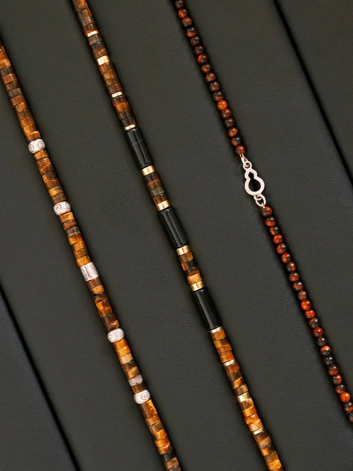 Urban Stoic Series | Silent Authority | Black Onyx, Tiger Eye & Gold Accent Bracelet