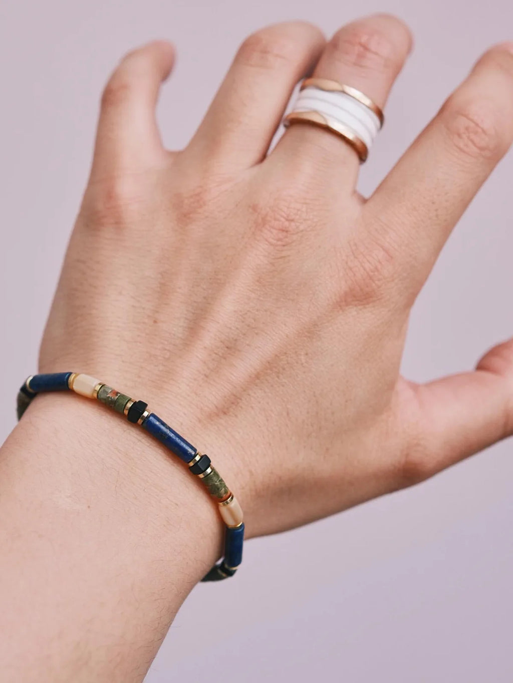 Urban Stoic Series | Silent Authority | Lapis Lazuli, Picasso Stone & Gold Bracelet