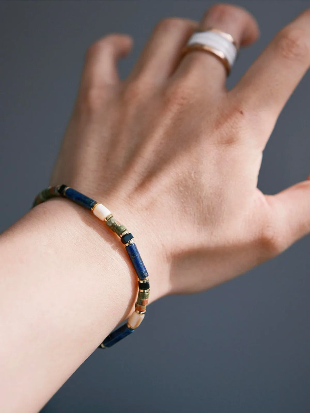 Urban Stoic Series | Silent Authority | Lapis Lazuli, Picasso Stone & Gold Bracelet