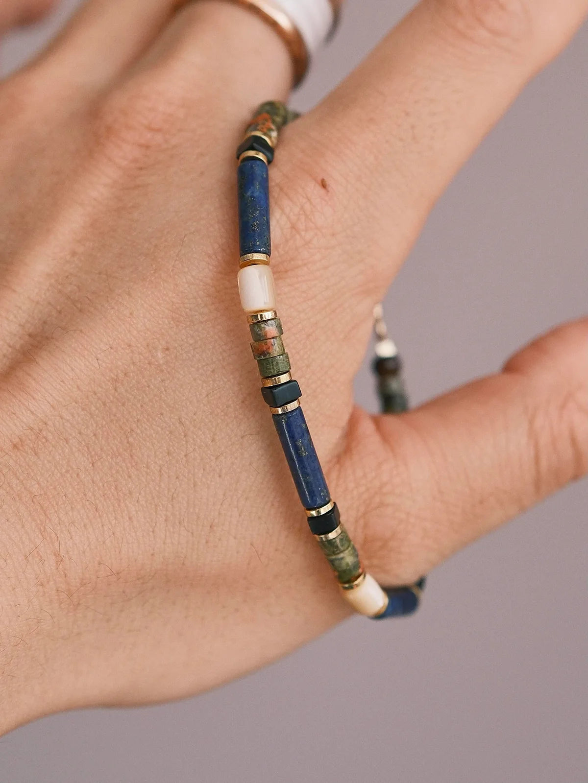 Urban Stoic Series | Silent Authority | Lapis Lazuli, Picasso Stone & Gold Bracelet