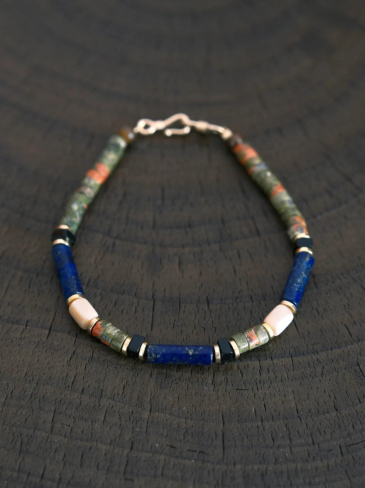 Urban Stoic Series | Silent Authority | Lapis Lazuli, Picasso Stone & Gold Bracelet