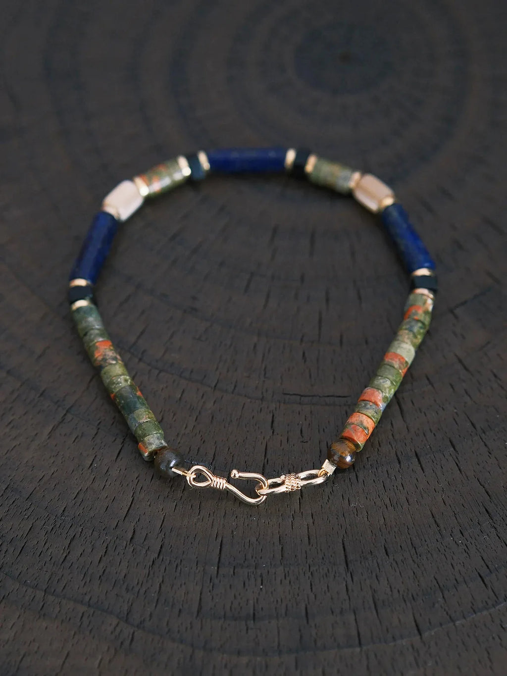 Urban Stoic Series | Silent Authority | Lapis Lazuli, Picasso Stone & Gold Bracelet