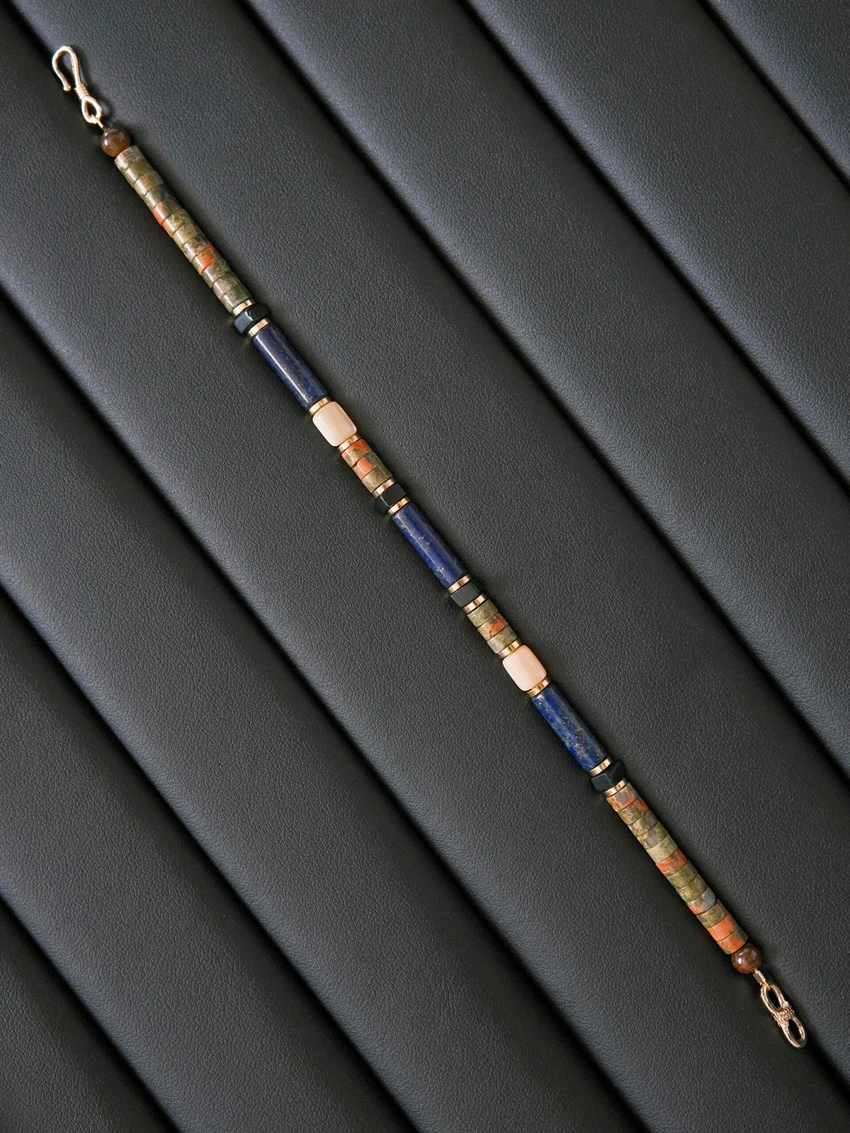 Urban Stoic Series | Silent Authority | Lapis Lazuli, Picasso Stone & Gold Bracelet