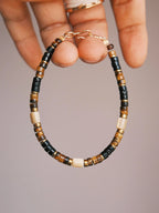 Urban Stoic Series | Silent Authority | Tiger Eye, Black Onyx & Gold Shell Bracelet