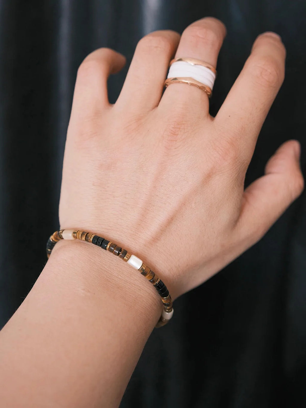 Urban Stoic Series | Silent Authority | Tiger Eye, Black Onyx & Gold Shell Bracelet