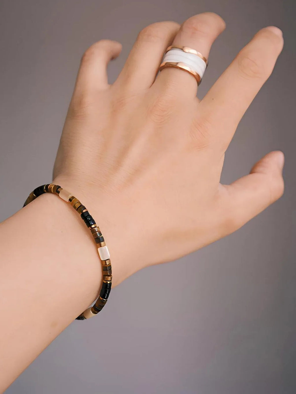Urban Stoic Series | Silent Authority | Tiger Eye, Black Onyx & Gold Shell Bracelet