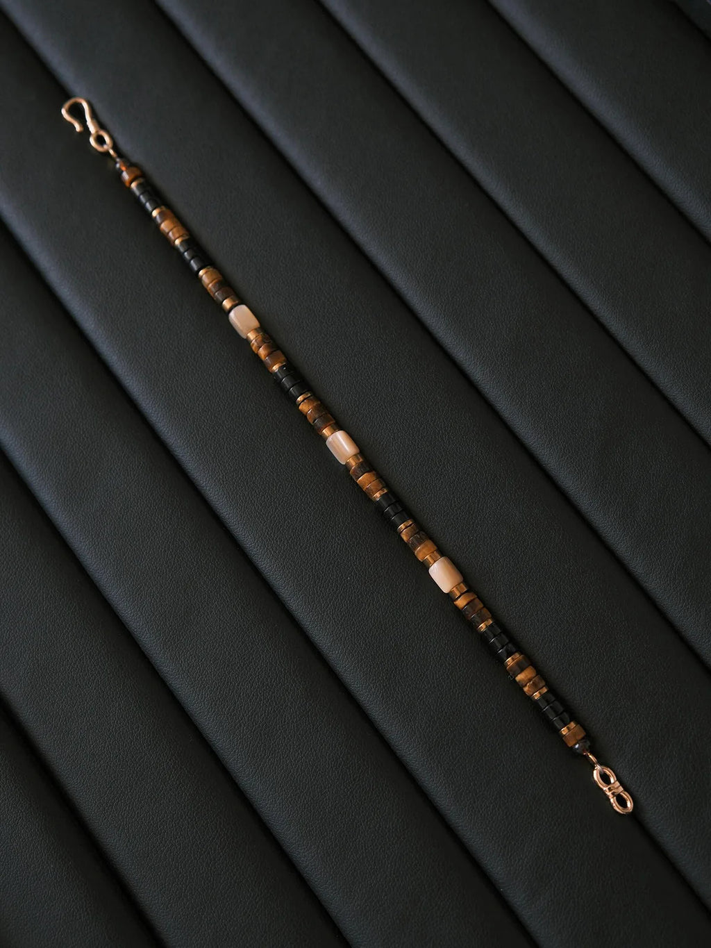 Urban Stoic Series | Silent Authority | Tiger Eye, Black Onyx & Gold Shell Bracelet