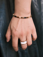Urban Stoic Series | Silent Authority | Tiger Eye, Black Onyx & Gold Shell Bracelet