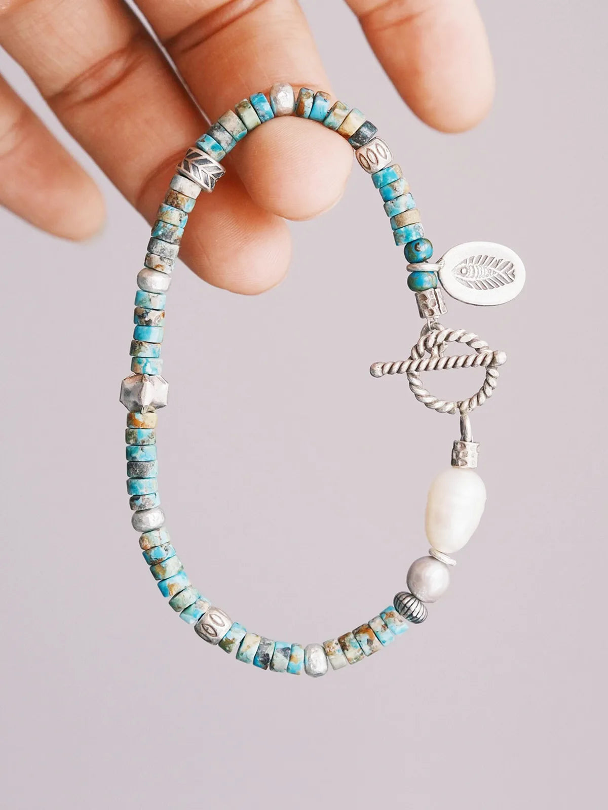 Identity Series | Flowing Youth | Turquoise, Pearl & Sterling Silver Bracelet