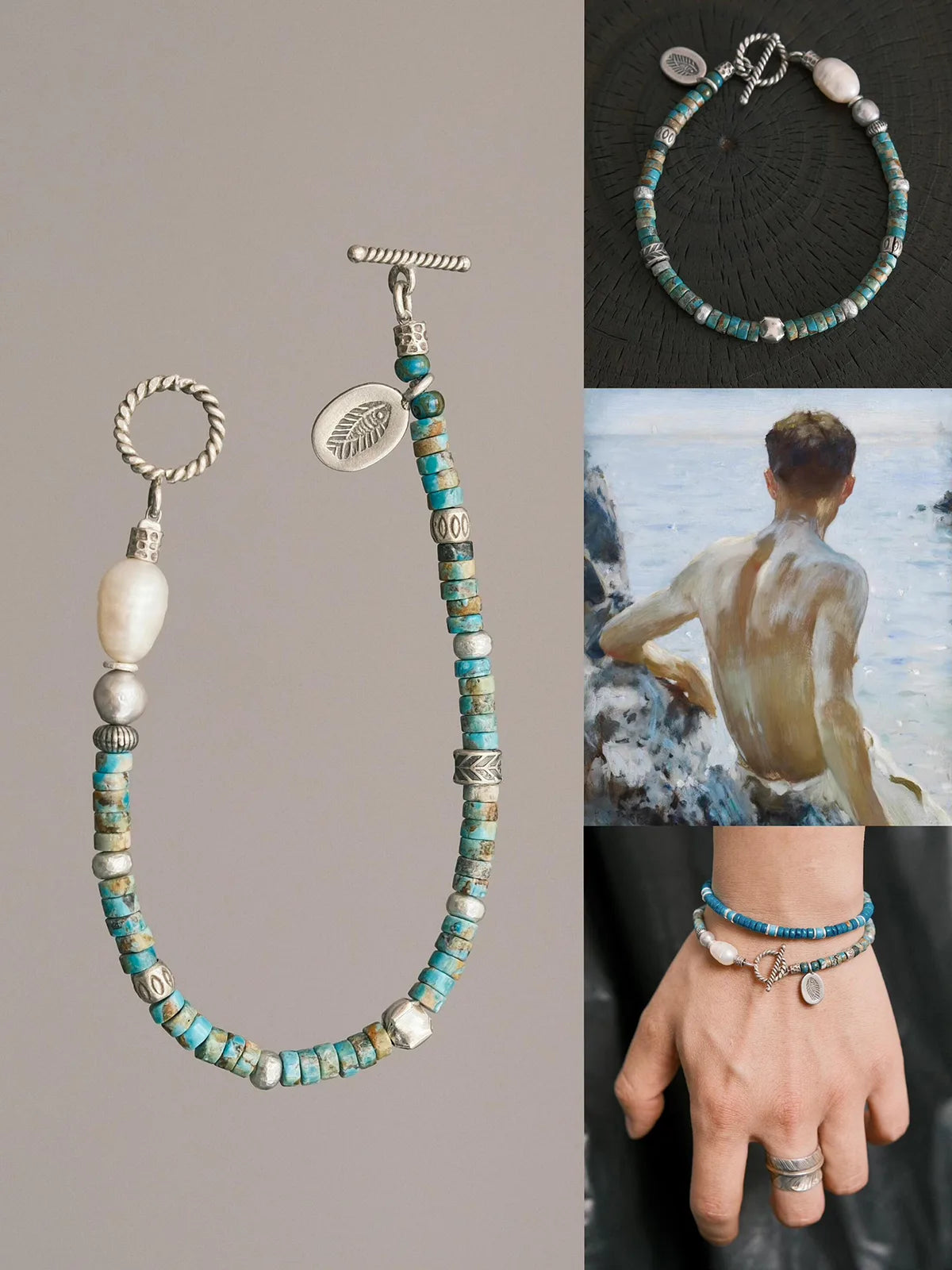 Identity Series | Flowing Youth | Turquoise, Pearl & Sterling Silver Bracelet