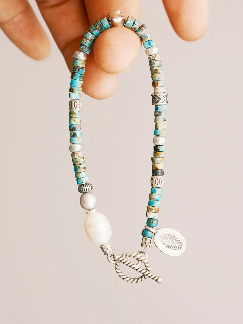 Identity Series | Flowing Youth | Turquoise, Pearl & Sterling Silver Bracelet