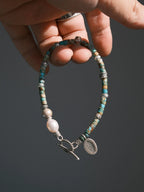 Identity Series | Flowing Youth | Turquoise, Pearl & Sterling Silver Bracelet
