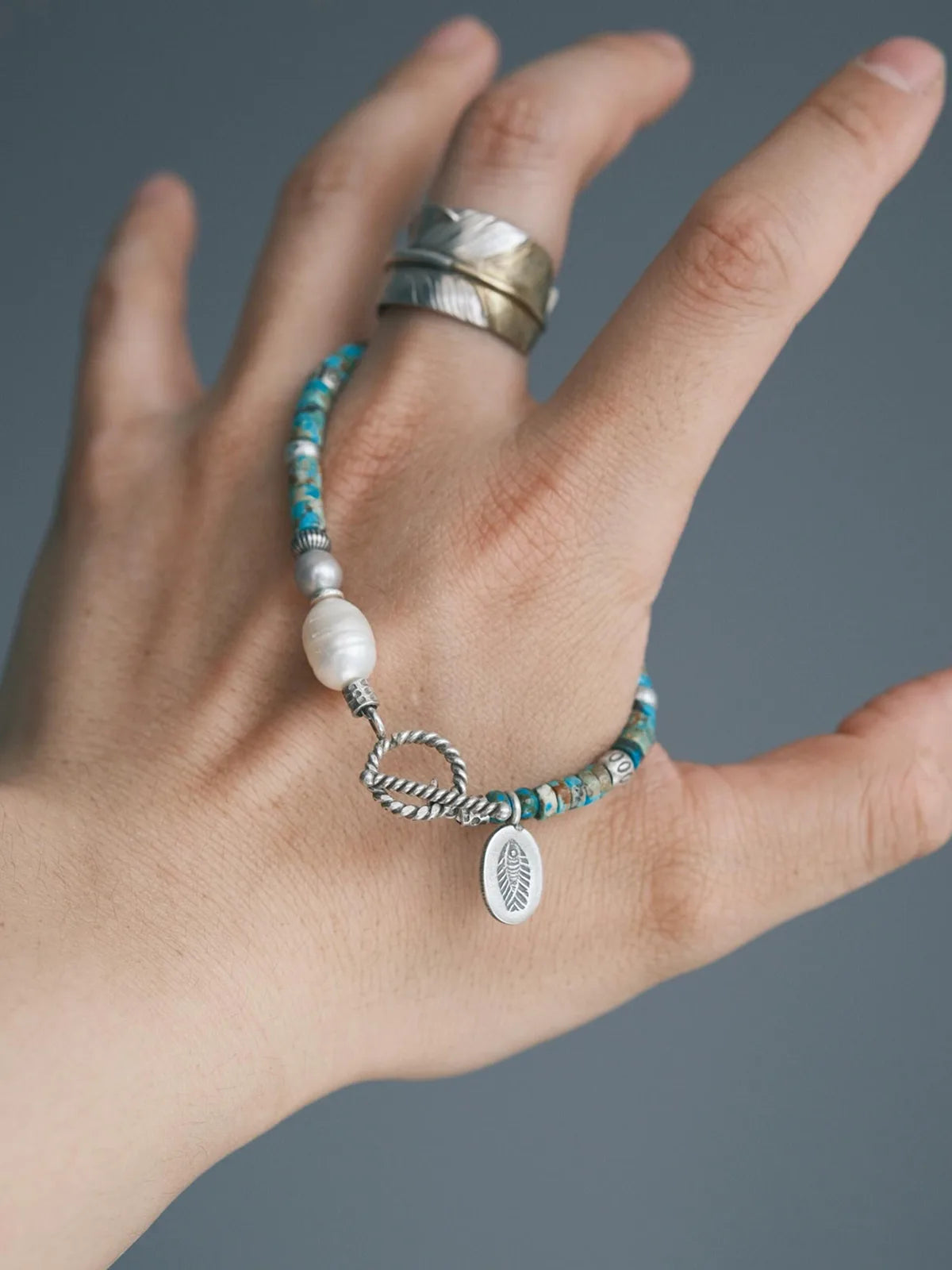 Identity Series | Flowing Youth | Turquoise, Pearl & Sterling Silver Bracelet
