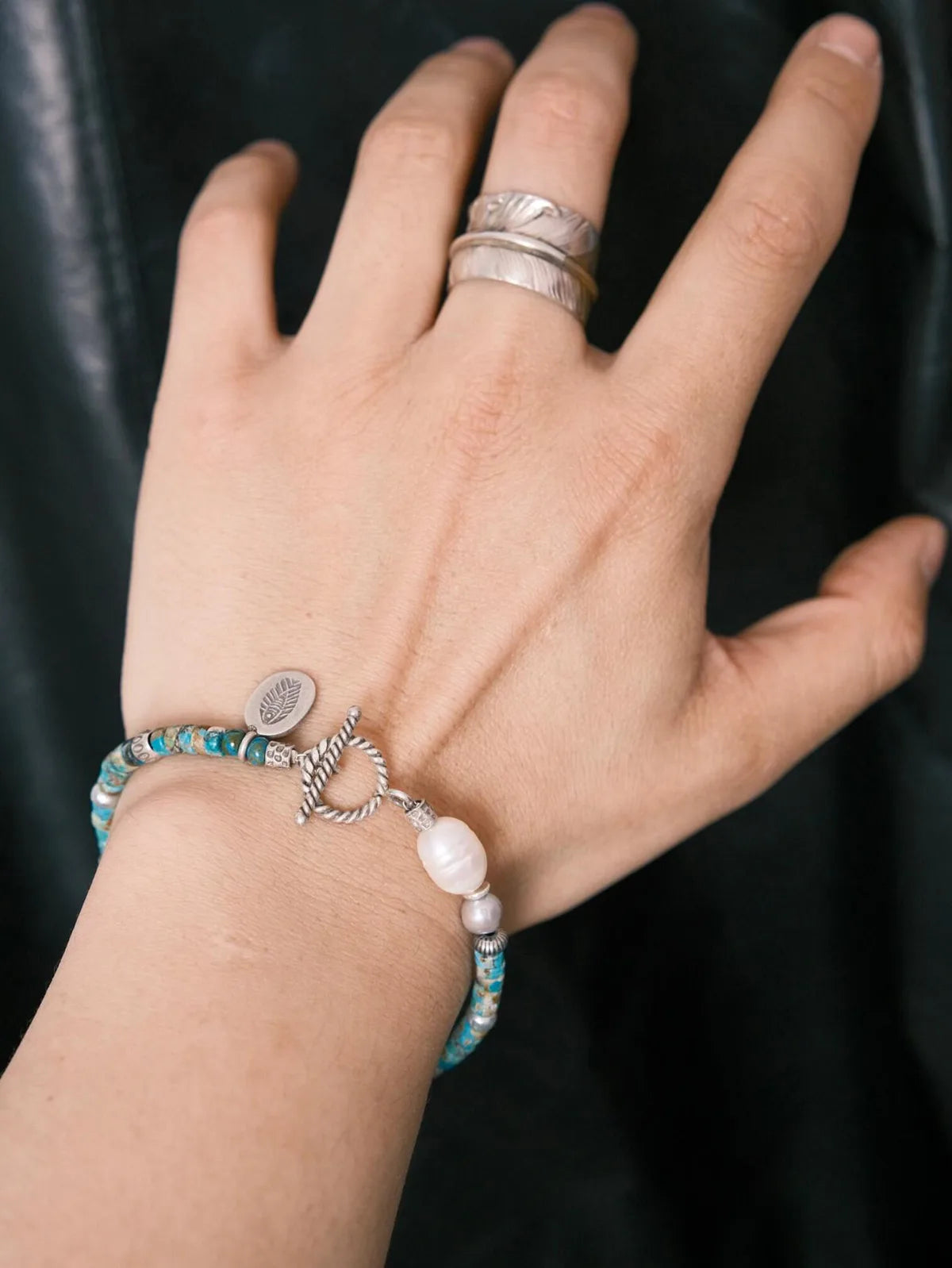 Identity Series | Flowing Youth | Turquoise, Pearl & Sterling Silver Bracelet