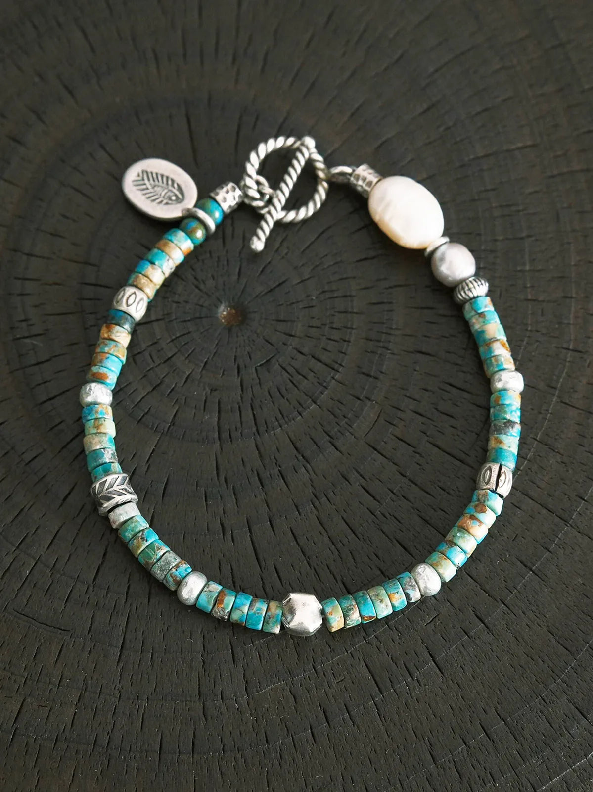 Identity Series | Flowing Youth | Turquoise, Pearl & Sterling Silver Bracelet