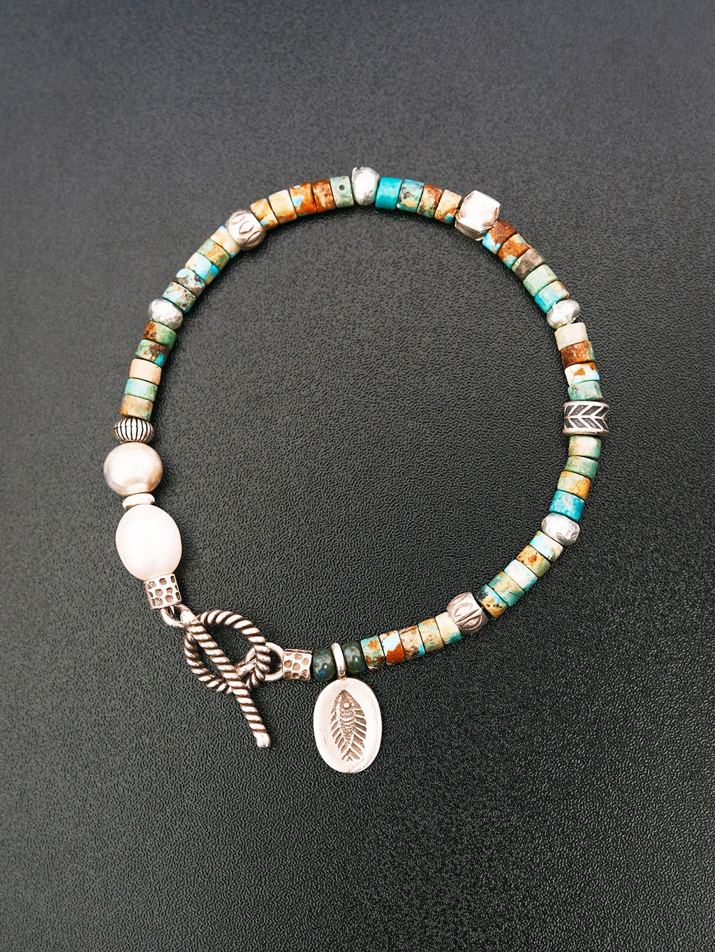 Identity Series | Flowing Youth | Turquoise, Pearl & Sterling Silver Bracelet
