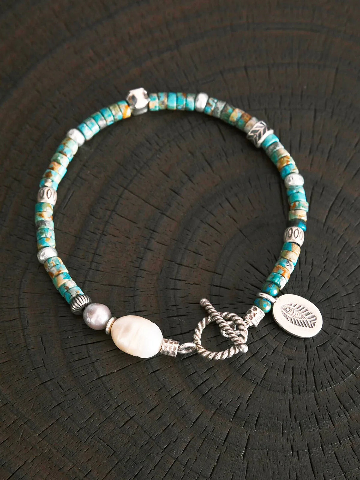 Identity Series | Flowing Youth | Turquoise, Pearl & Sterling Silver Bracelet