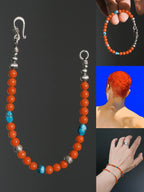 Identity Series | Quiet Flame | Red Agate, Turquoise & Sterling Silver Bracelet