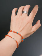 Identity Series | Quiet Flame | Red Agate, Turquoise & Sterling Silver Bracelet