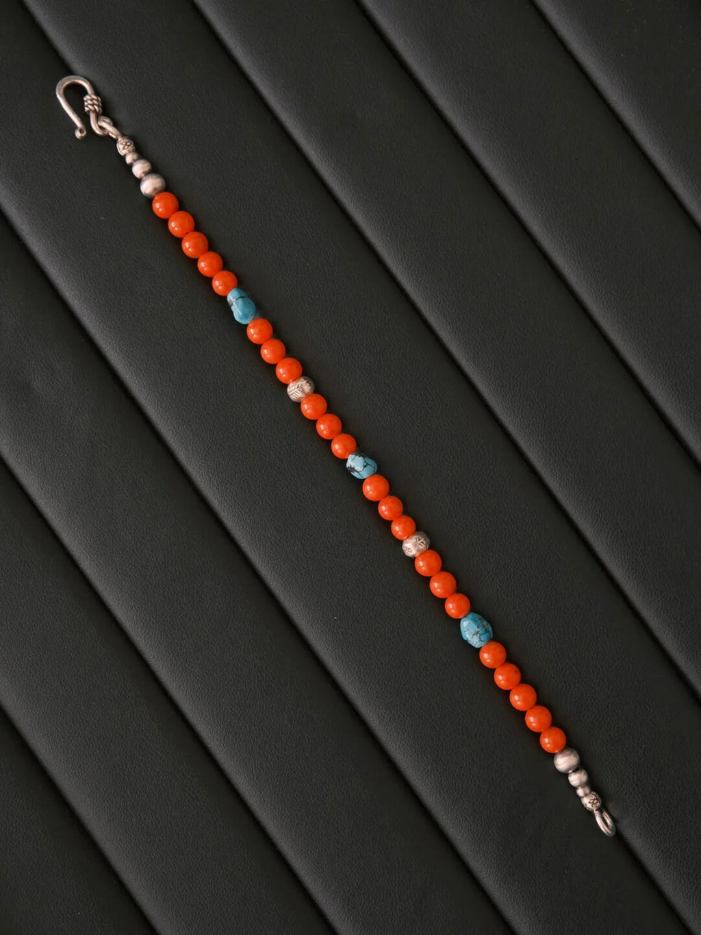 Identity Series | Quiet Flame | Red Agate, Turquoise & Sterling Silver Bracelet