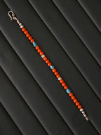 Identity Series | Quiet Flame | Red Agate, Turquoise & Sterling Silver Bracelet
