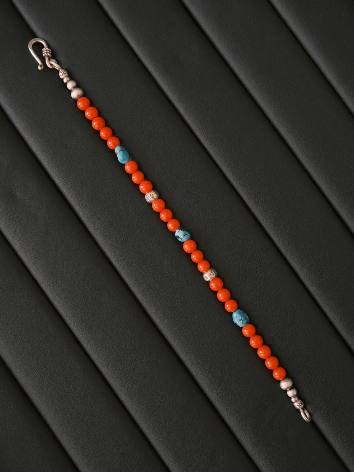 Identity Series | Quiet Flame | Red Agate, Turquoise & Sterling Silver Bracelet