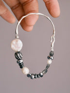 Urban Stoic Series | Dark Balance | Pearl, Onyx & Sterling Silver Bracelet